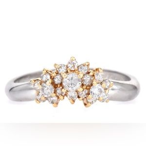 Estate Diamond, Platinum & 18k gold cluster ring